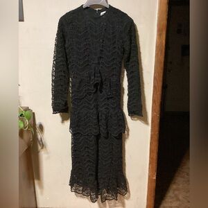 Beautiful Elegant Black Formal Crochet Dress with Flouncing by EPIC! Size M 
NWT